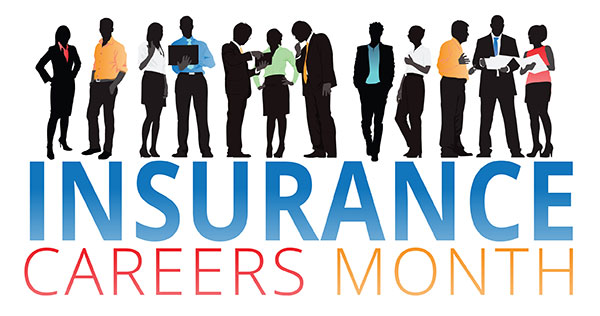 Insurance Careers Month logo - colorful lettering with silhouettes of members 