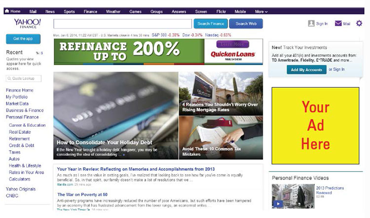 Display Banner Advertising image shows where Freedom Campaign ads would appear in relation to other content.