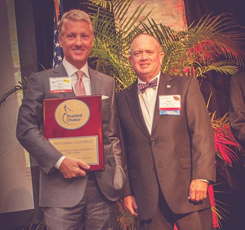 Paul Steadman is the 2014 IIABSC Agent of the Year. With IIABSC Chairman of the Board Ken Finch. This award is sponsored by AFCO/ Prime Rate Premium Finance.