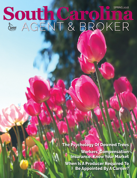 SC Agent & Broker magazine - Spring 2018 - cover features bright pink tulips