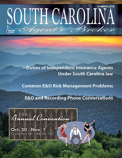 SC Agent & Broker magazine Summer 2016 edition features a sunset view of the Blue Ridge Mountains.