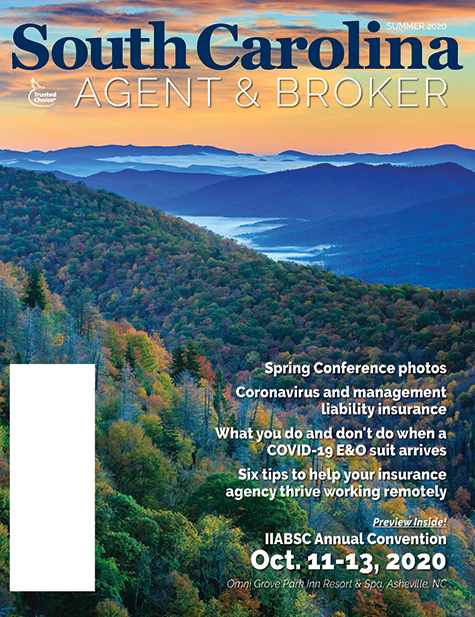 Cover features firey orange sunset over the Blue Ridge Mountains.