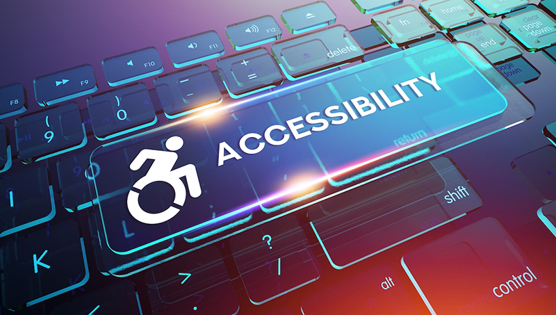 Abstract Illustration adding an "ACCESSIBILITY" button to a computer keyboard.